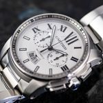 Cartier Calibre de Cartier Chronograph W7100045 (Unknown (random serial)) - Silver dial 42 mm Steel case (2/8)