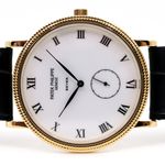 Patek Philippe Calatrava 3919J (1986) - White dial 33 mm Yellow Gold case (1/8)