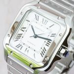 Cartier Santos IN STOCK Unworn 07/2025 STICKERED Medium “WHITE" - (6/8)