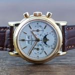 Patek Philippe Perpetual Calendar Chronograph 3970EJ (1992) - Zilver wijzerplaat 36mm Geelgoud (3/8)