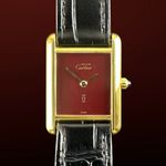 Cartier Tank 366001 (1990) - Rood wijzerplaat 20mm Goud/Staal (1/8)