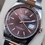 Rolex Datejust 36 126231 (2024) - Brown dial 36 mm Gold/Steel case (1/8)