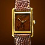 Cartier Tank Vermeil Tank (1990) - Brown dial 20 mm Gold/Steel case (1/8)