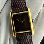 Cartier Tank Vermeil Tank (1990) - Brown dial 20 mm Gold/Steel case (2/8)