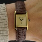 Cartier Tank 2415 (1990) - Yellow dial 20 mm Gold/Steel case (2/8)