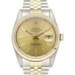 Rolex Datejust 16233 (1993) - Champagne wijzerplaat 36mm Goud/Staal (2/8)