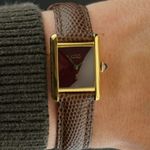 Cartier Tank 2415 (1990) - Red dial 20 mm Silver case (2/8)