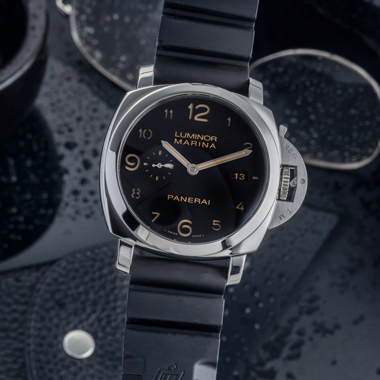 Panerai Luminor Marina 1950 3 Days Automatic PAM00359 (Onbekend (willekeurig serienummer)) - Zwart wijzerplaat 44mm Staal (3/8)