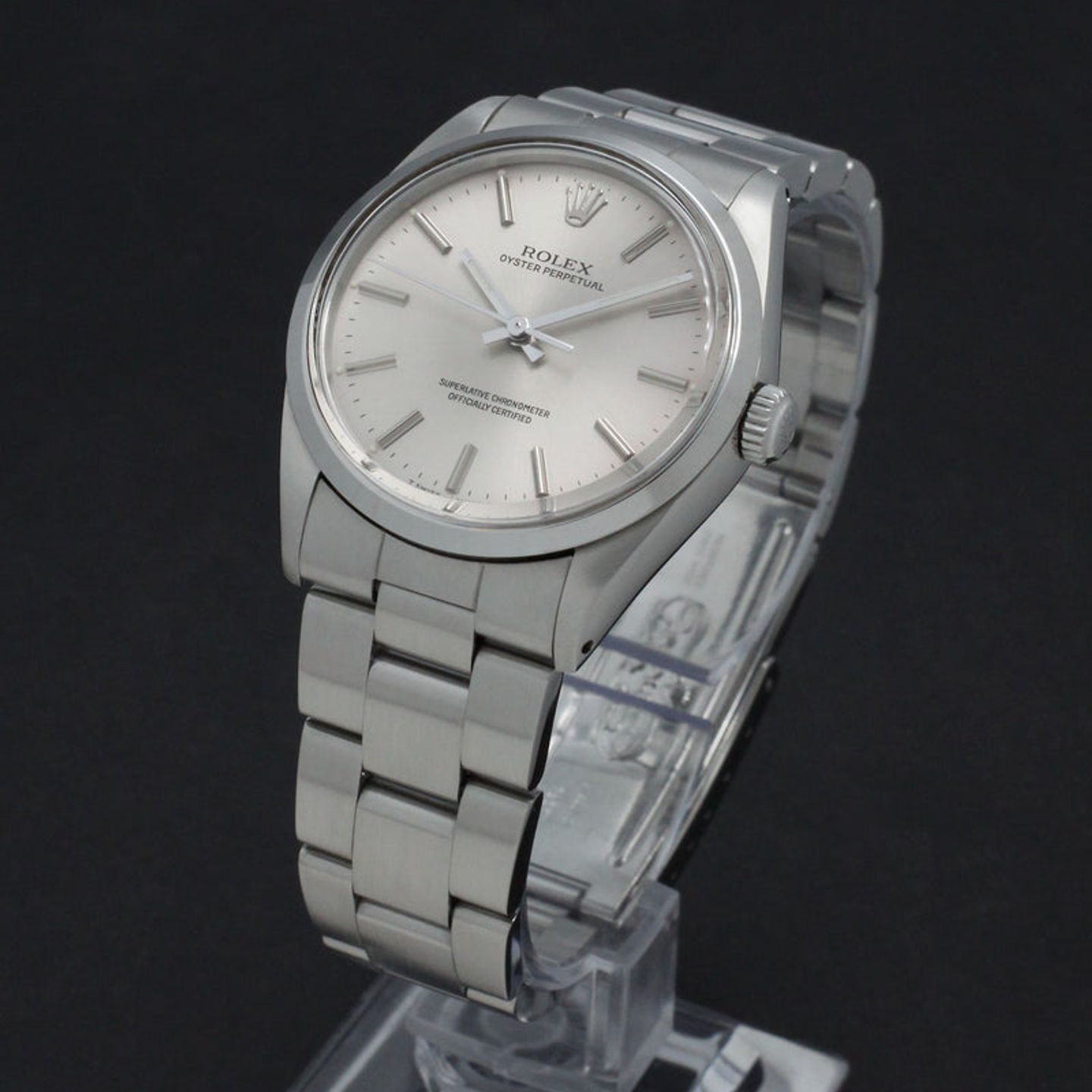 Rolex Oyster Perpetual 1002 (1989) - Zilver wijzerplaat 34mm Staal (4/7)