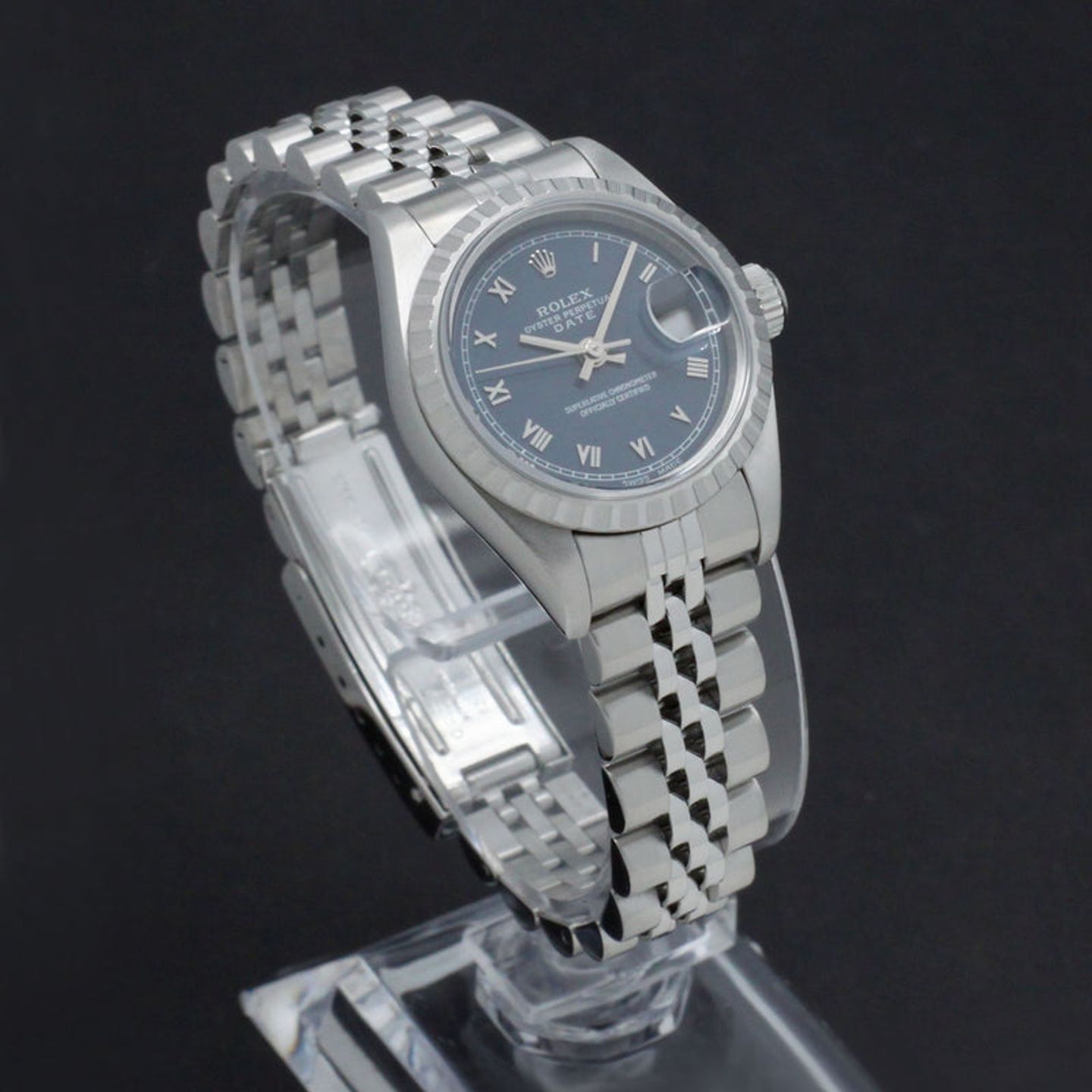 Rolex Oyster Perpetual Lady Date 69240 (1997) - Blue dial 26 mm Steel case (4/7)