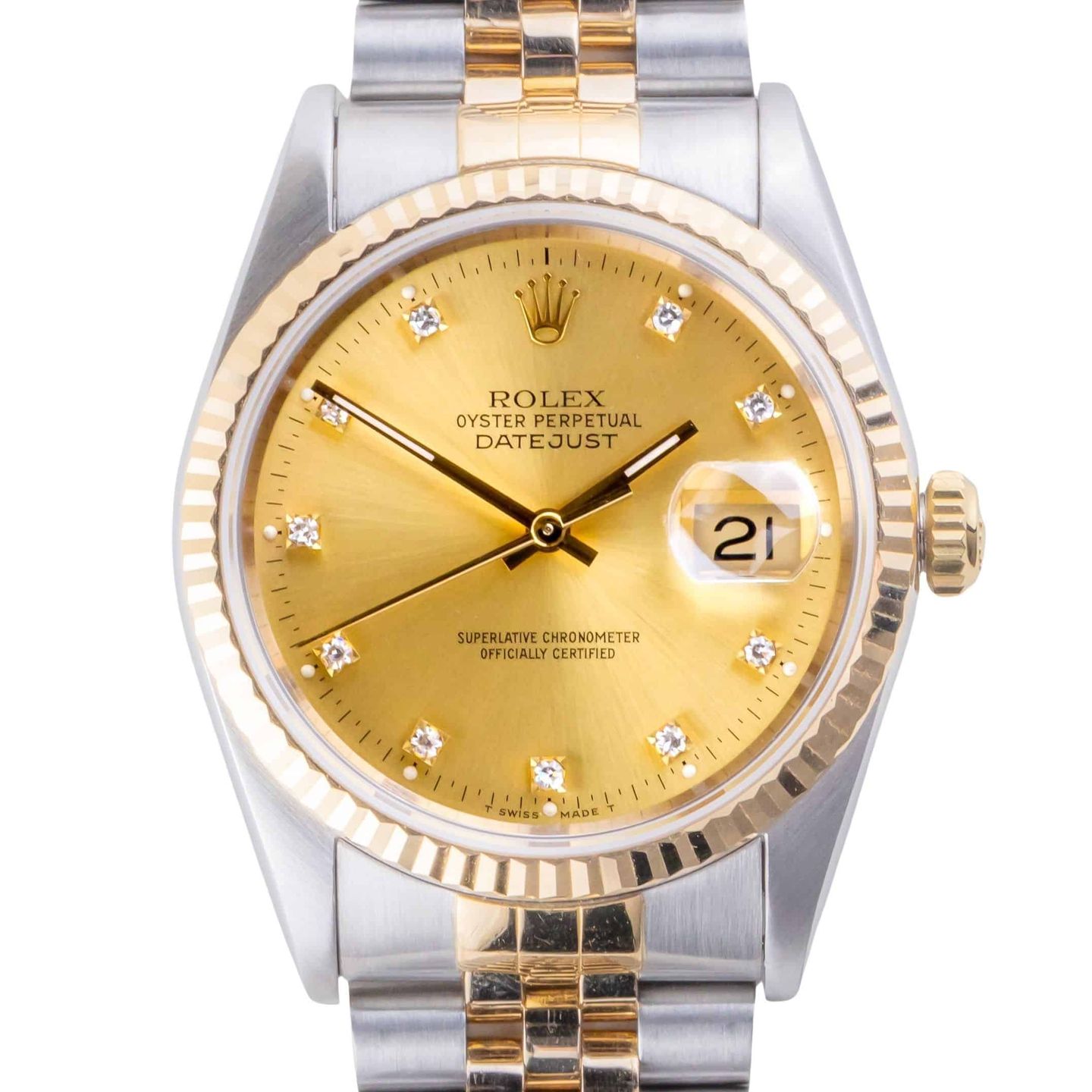 Rolex Datejust 36 16233 (1993) - Champagne dial 36 mm Gold/Steel case (3/8)