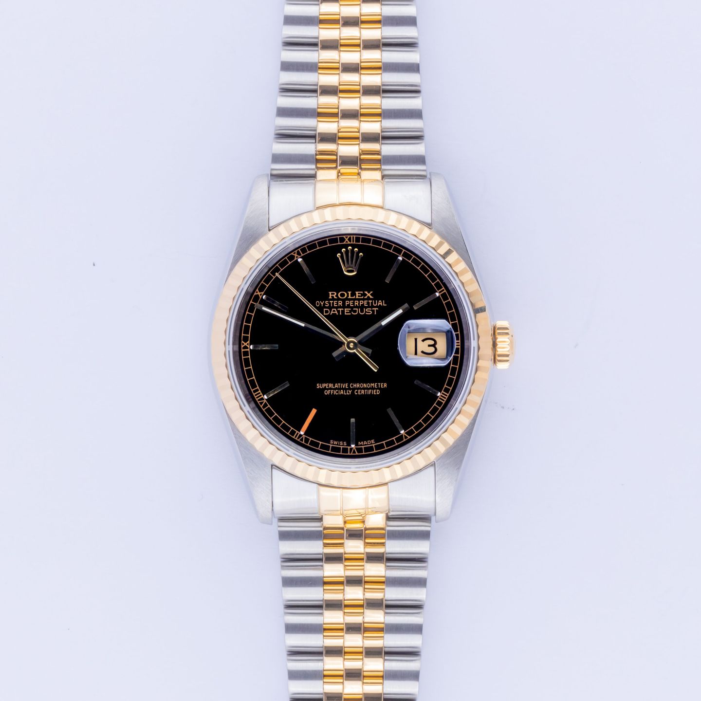 Rolex Datejust 36 16233 (1995) - Zwart wijzerplaat 36mm Goud/Staal (3/8)