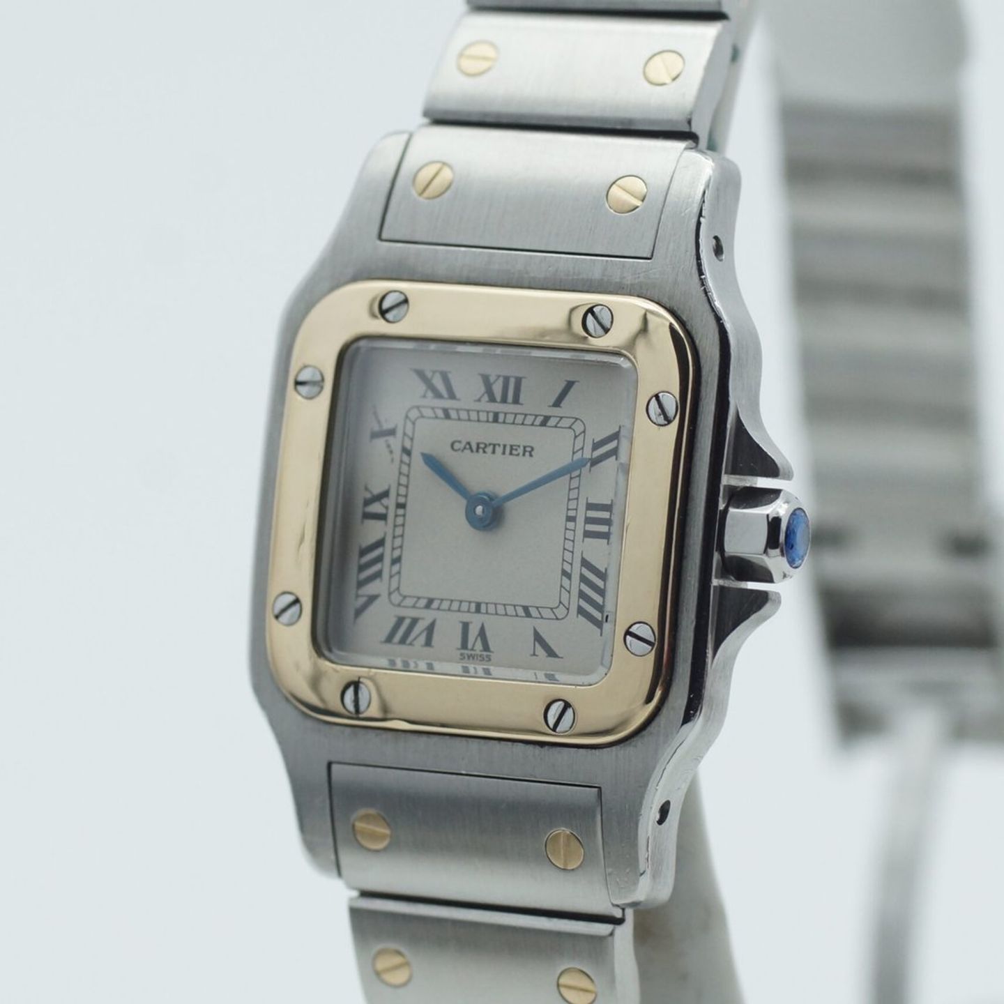 Cartier Santos Galbée 1057930 (1994) - White dial 24 mm Gold/Steel case (4/8)