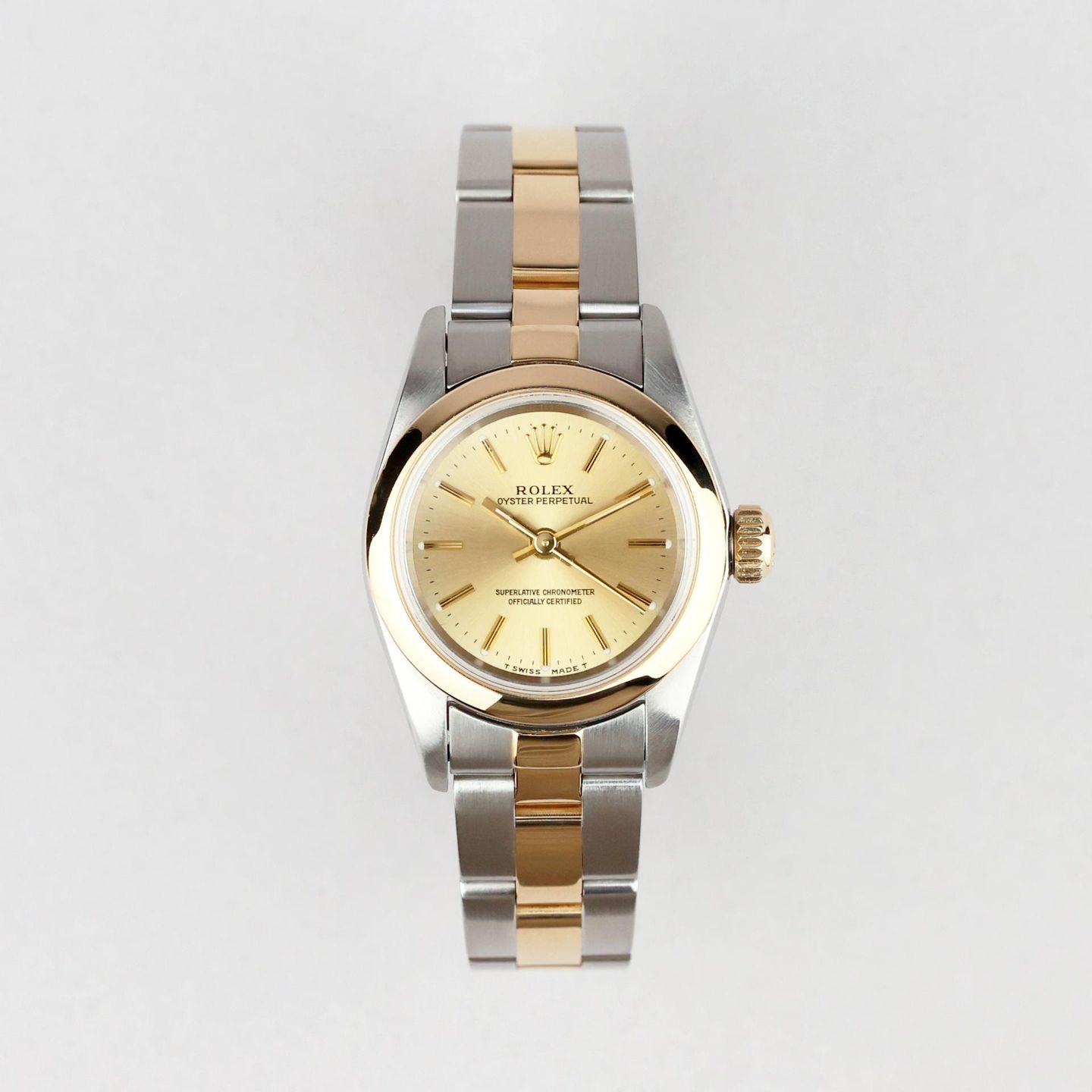 Rolex Oyster Perpetual 67193 (Onbekend (willekeurig serienummer)) - Champagne wijzerplaat 26mm Goud/Staal (1/7)