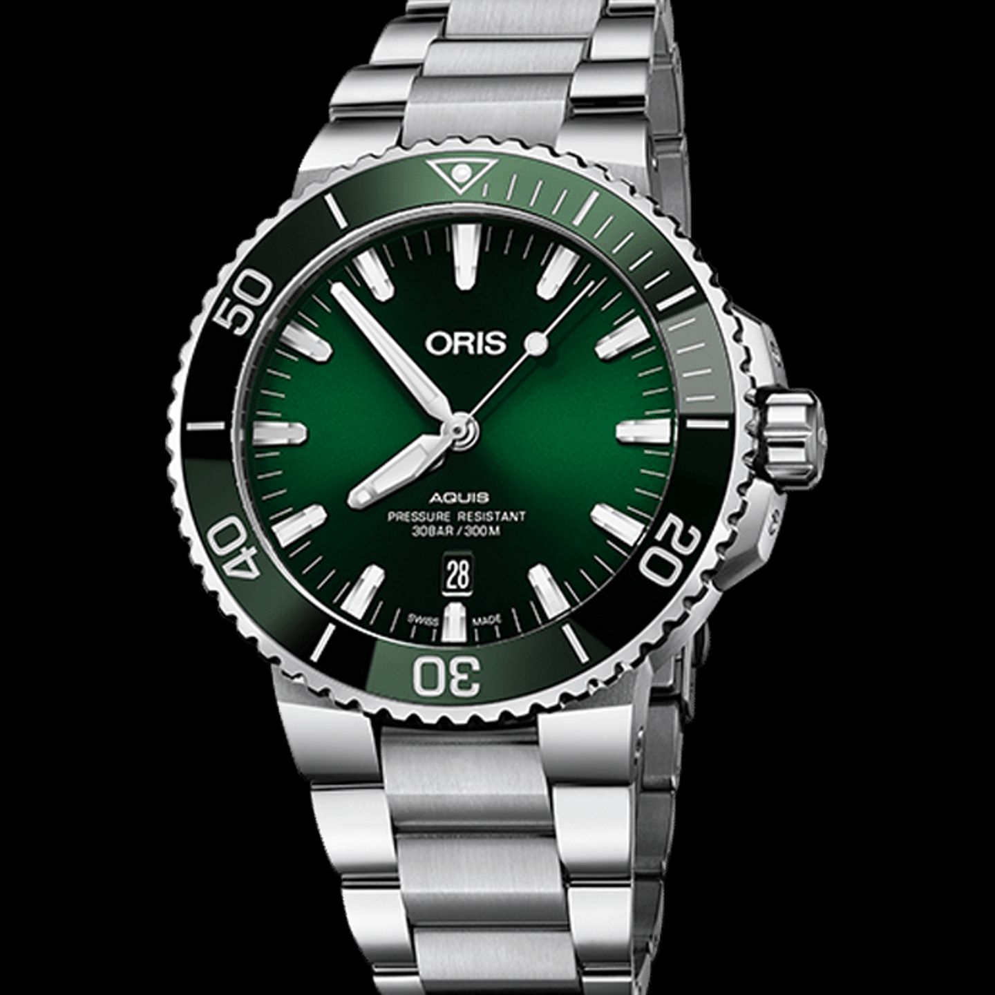 Oris Aquis Date 01 733 7730 4157-07 8 24 05PEB (2022) - Groen wijzerplaat 44mm Staal (1/2)