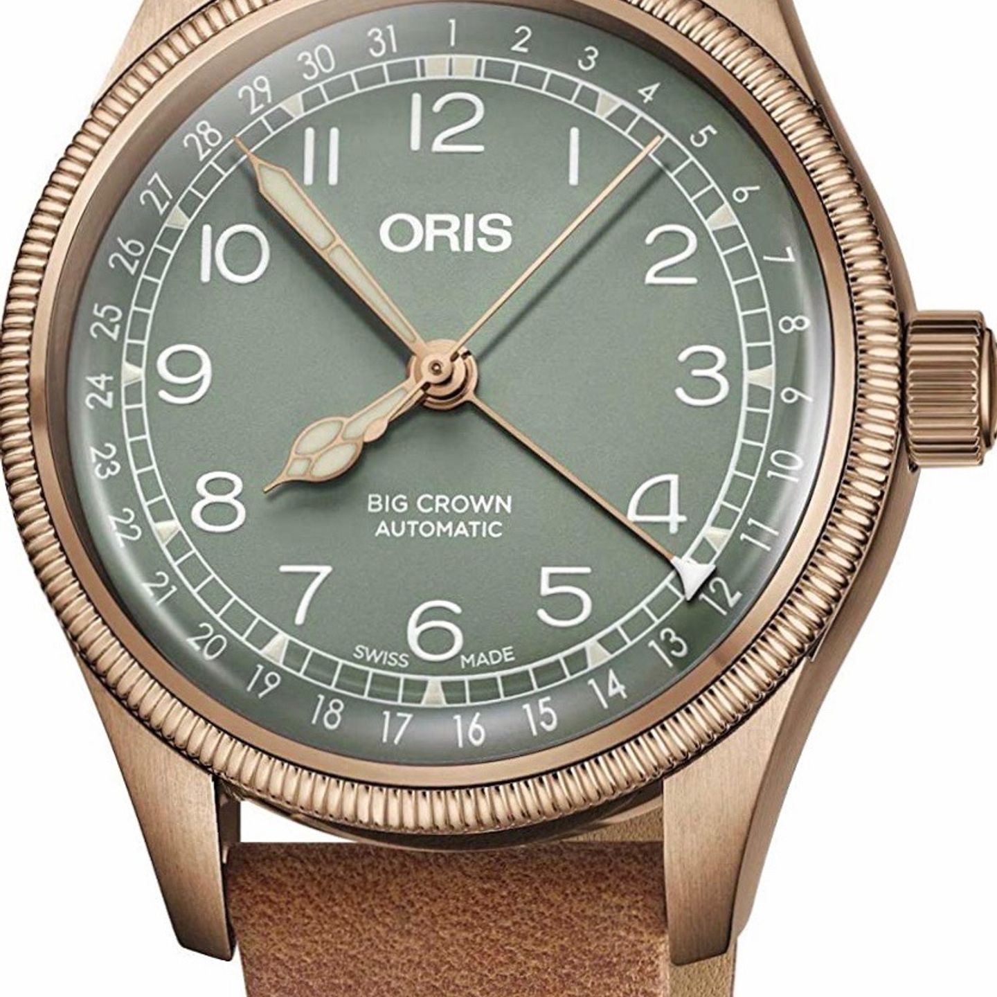 Oris Big Crown Pointer Date 01 754 7749 3167-07 5 17 66BR (2022) - Green dial 36 mm Bronze case (1/2)