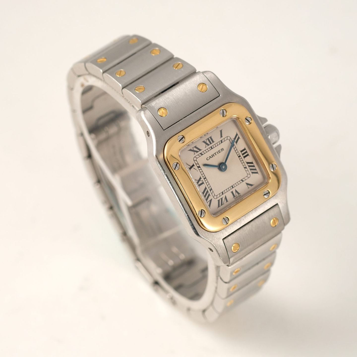 Cartier Santos Galbée 1567 (2000) - Champagne dial 35 mm Gold/Steel case (2/8)