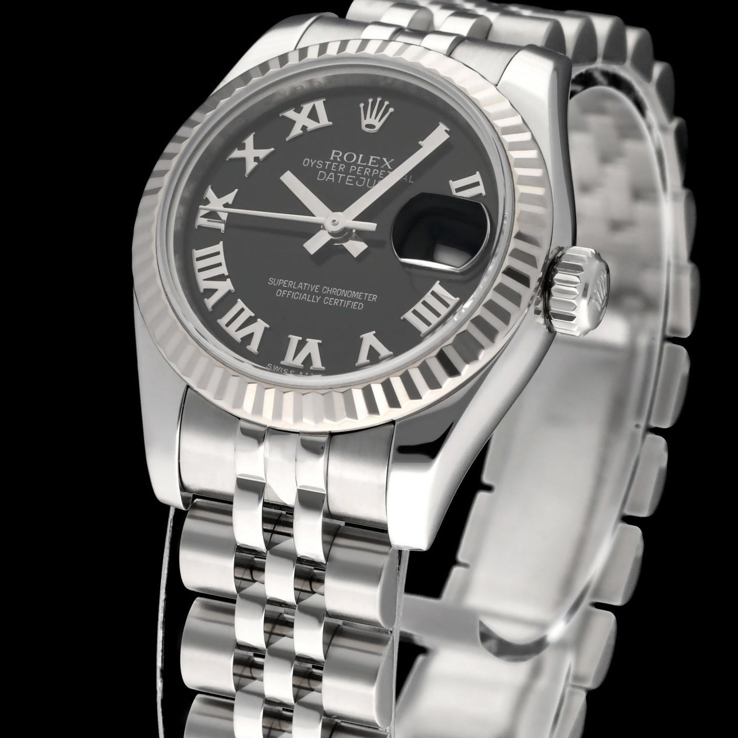 Rolex Lady-Datejust 179174 (2011) - Zwart wijzerplaat 26mm Staal (7/8)