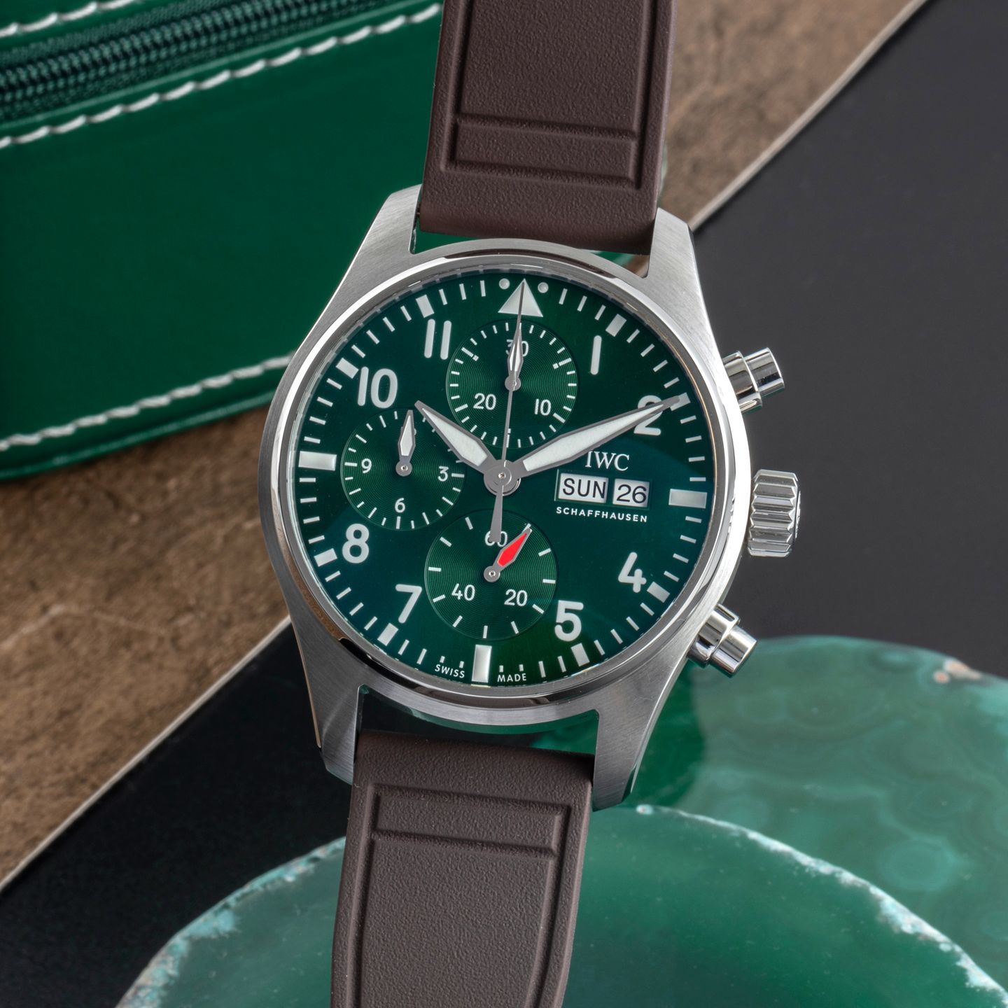 IWC Pilot Chronograph IW388103 (Unknown (random serial)) - Green dial 41 mm Steel case (3/8)