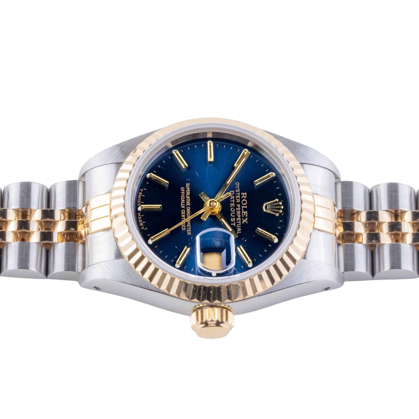 Rolex Lady-Datejust 69173 (1991) - Blue dial 26 mm Gold/Steel case (6/8)