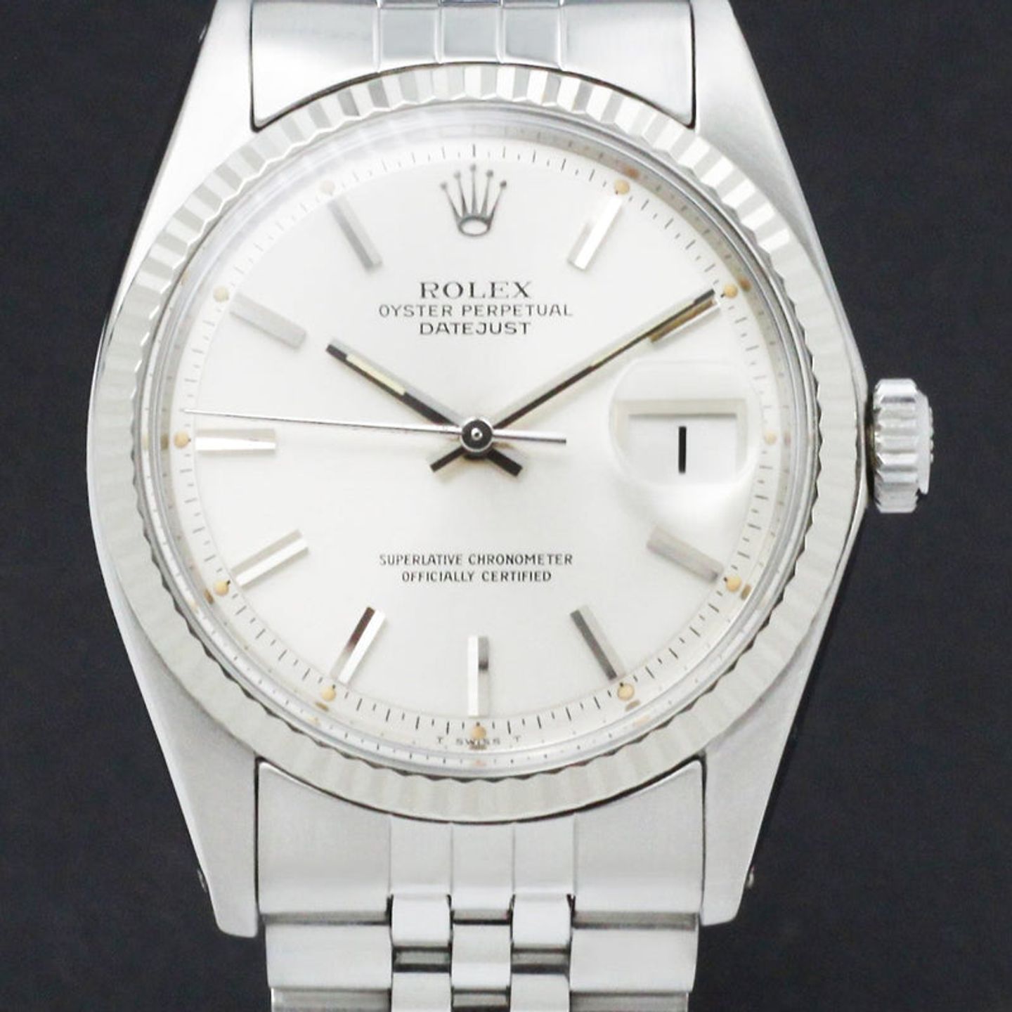 Rolex Datejust 1601 (1977) - Zilver wijzerplaat 36mm Staal (1/7)