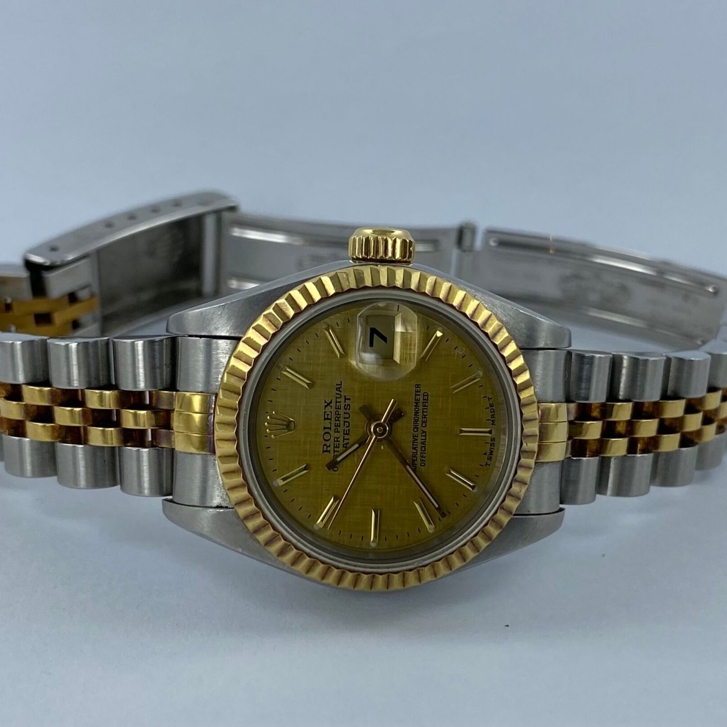 Rolex Lady-Datejust 69173 (1995) - Gold dial 26 mm Gold/Steel case (1/8)