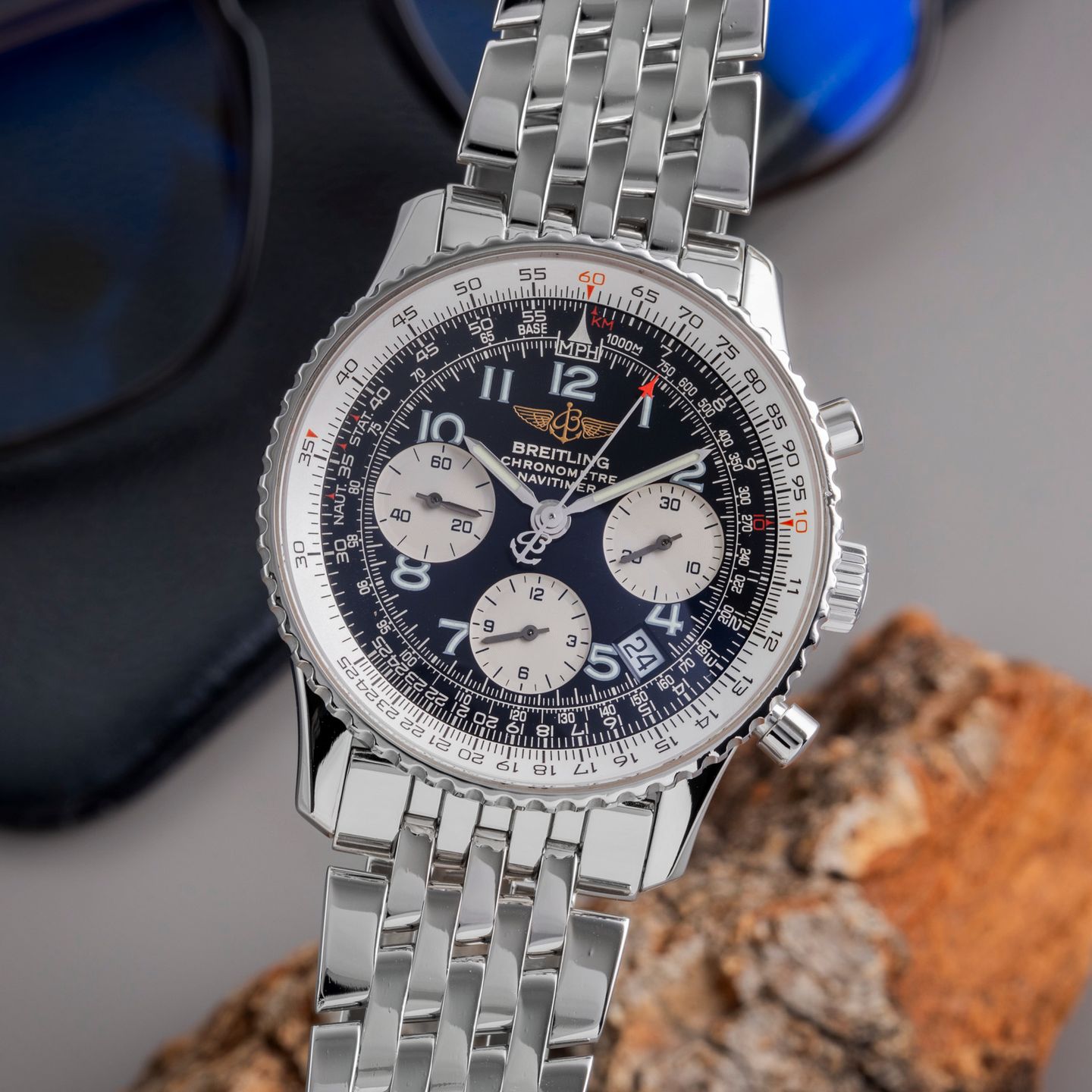 Breitling Navitimer A23322 (2007) - Zwart wijzerplaat 42mm Staal (3/8)