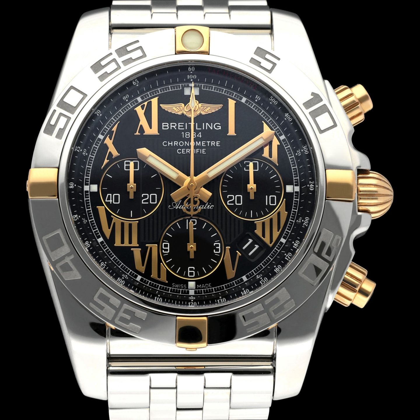Breitling Chronomat 44 IB0110 (2020) - Black dial 44 mm Steel case (1/8)