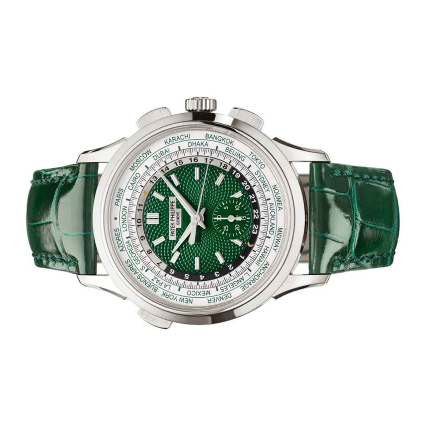 Patek Philippe World Time 5930P-001 (2022) - Green dial 40 mm Platinum case (4/12)
