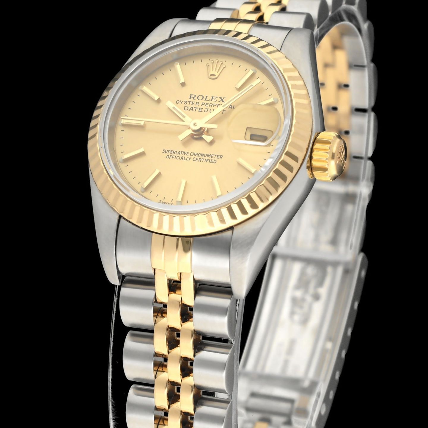 Rolex Lady-Datejust 79173 (2001) - Champagne dial 26 mm Gold/Steel case (6/8)