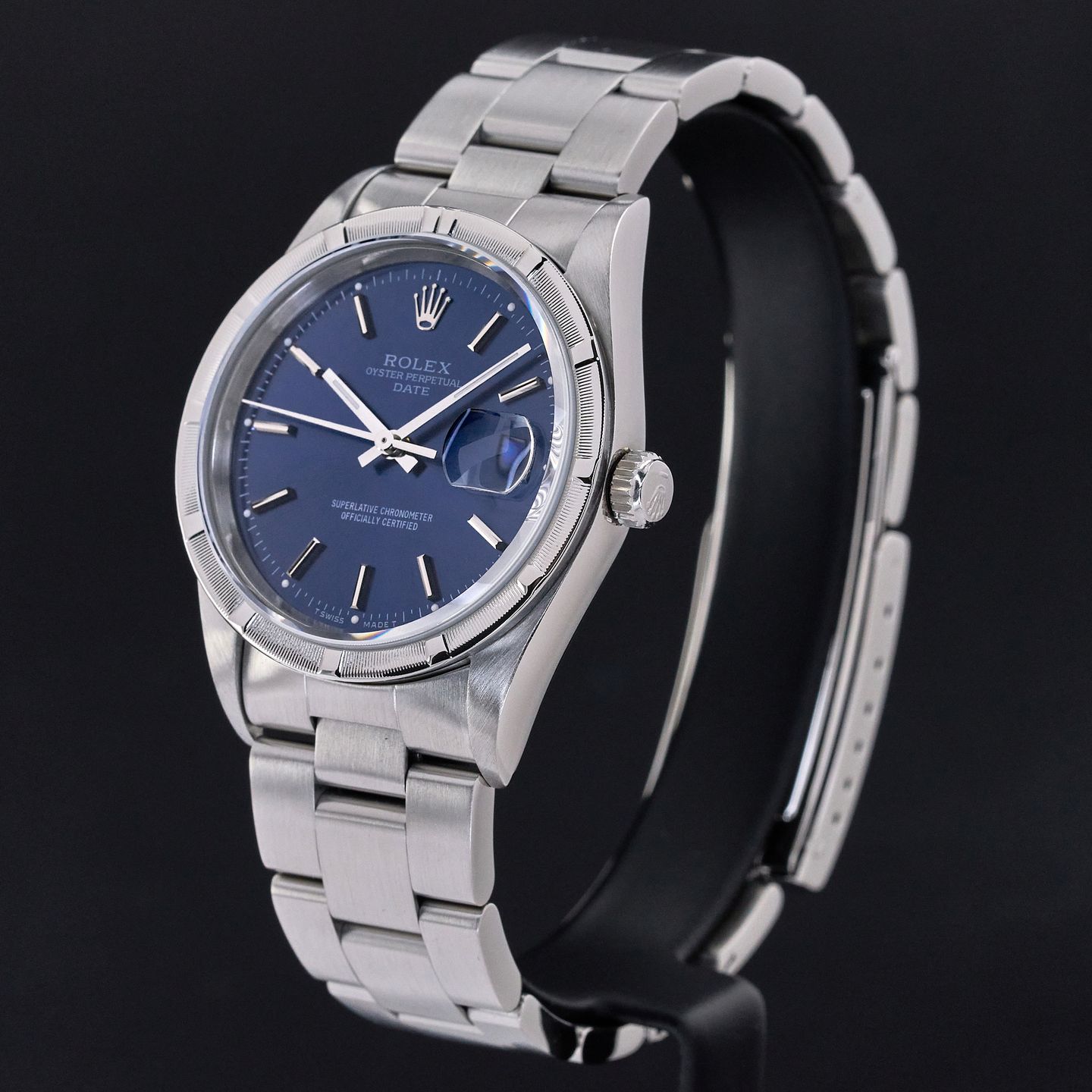 Rolex Oyster Perpetual Date 15210 (1995) - Blauw wijzerplaat 34mm Staal (4/8)