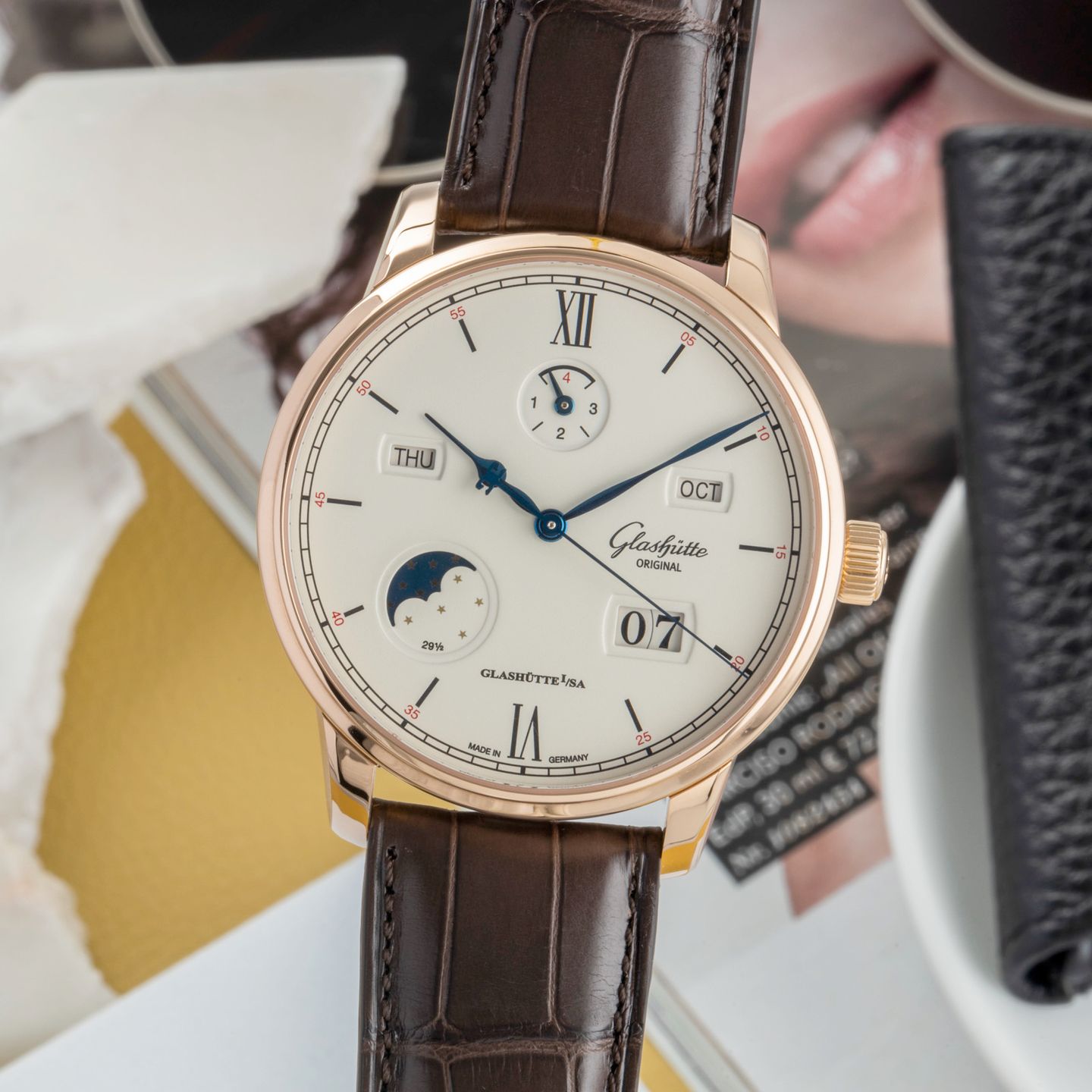 Glashütte Original Senator Excellence 1-36-02-02-05-01 (Unknown (random serial)) - Silver dial 42 mm Red Gold case (3/8)