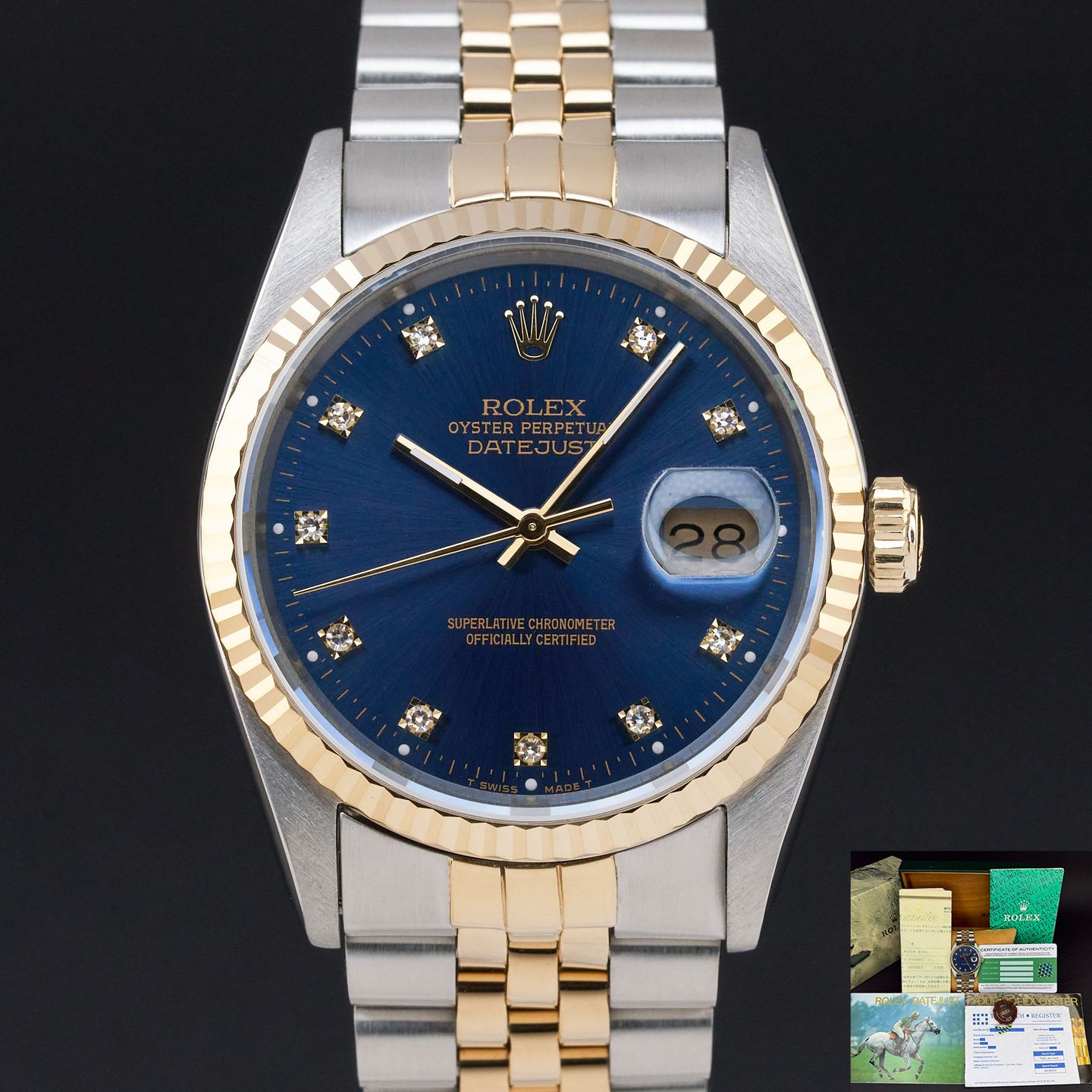 Rolex Datejust 36 16233 (1989) - Blue dial 36 mm Gold/Steel case (1/8)