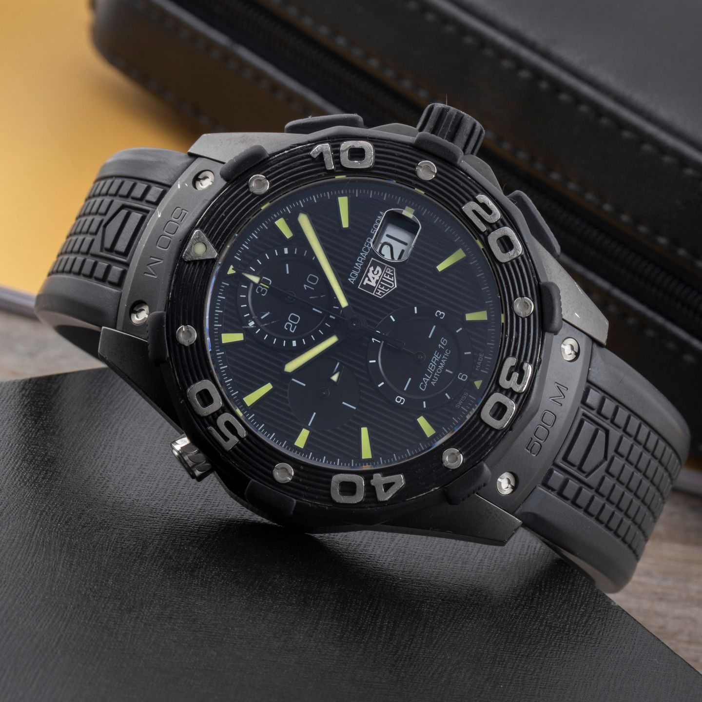 TAG Heuer Aquaracer 500M CAJ2180 (Unknown (random serial)) - Black dial 44 mm Titanium case (2/8)