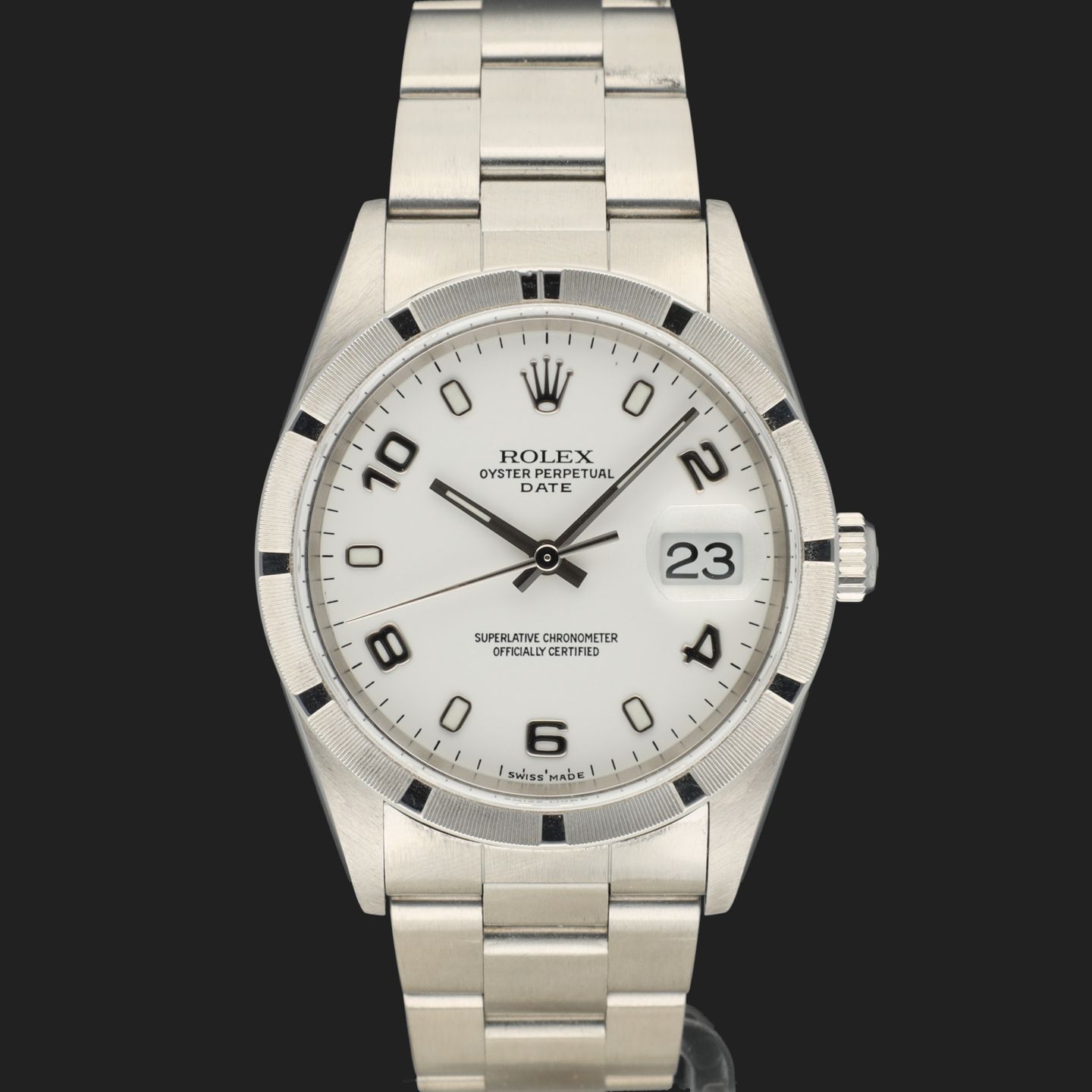 Rolex Oyster Perpetual Date 15210 (2004) - Wit wijzerplaat 34mm Staal (3/8)