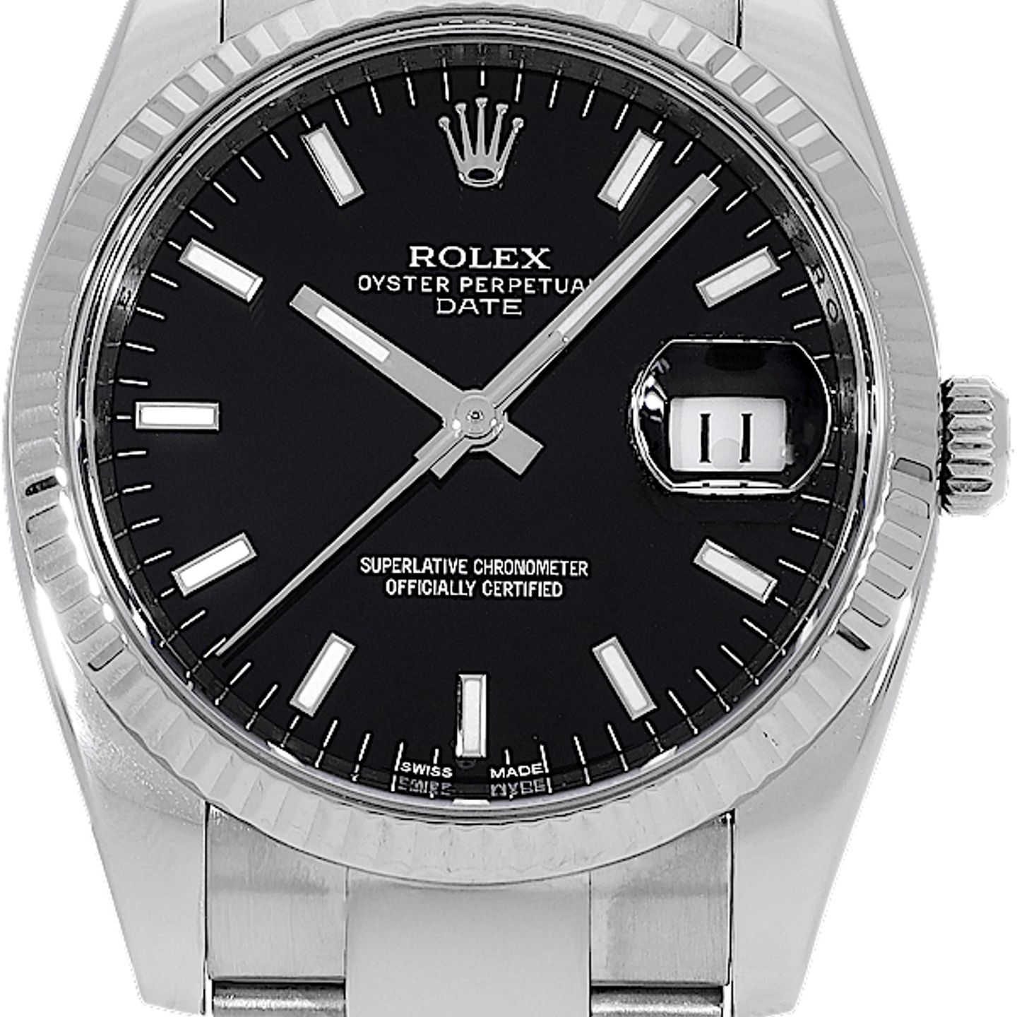 Rolex Oyster Perpetual Date 115234 (2020) - Zwart wijzerplaat 34mm Staal (2/3)