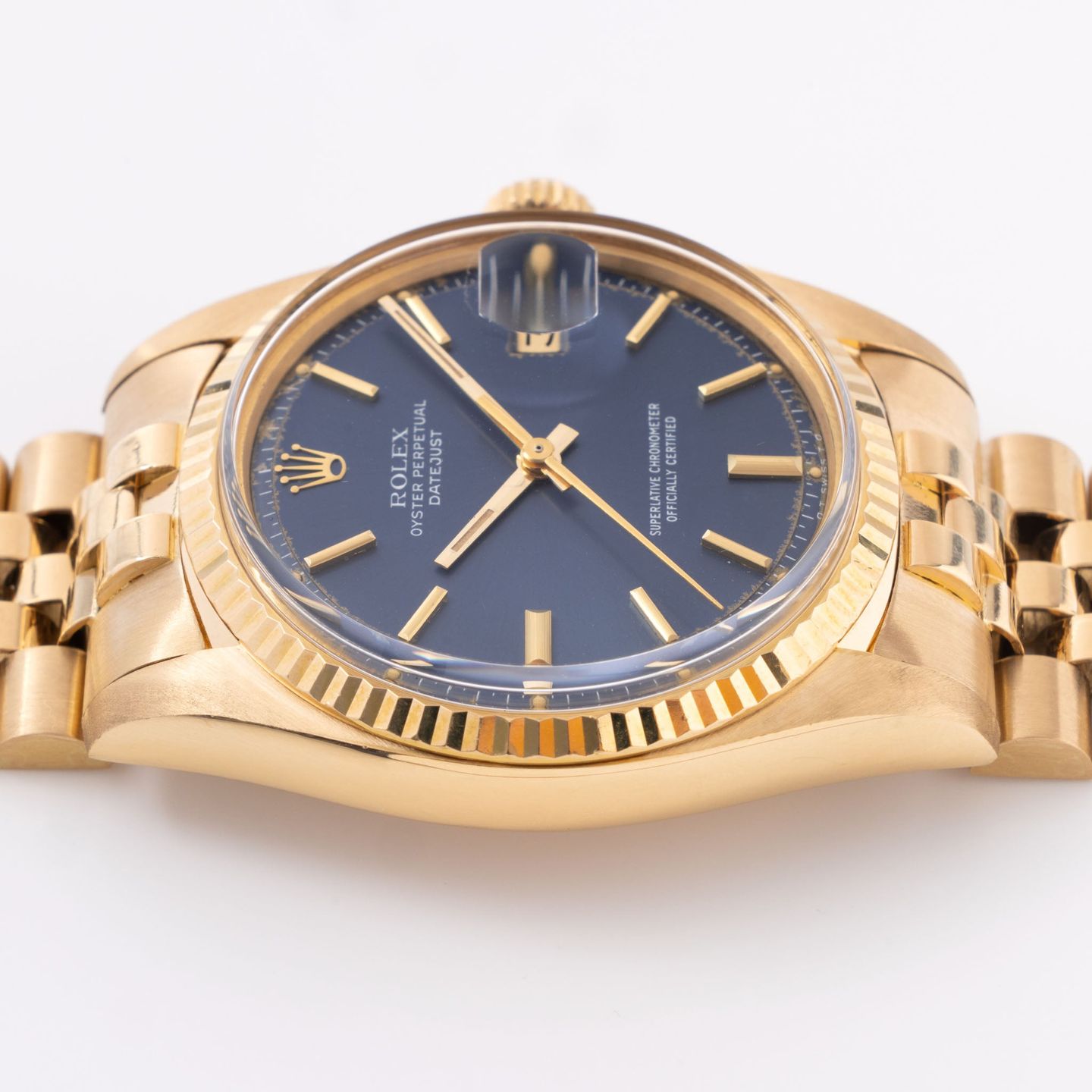 Rolex Datejust 1601/8 (1974) - Blue dial 36 mm Yellow Gold case (8/8)