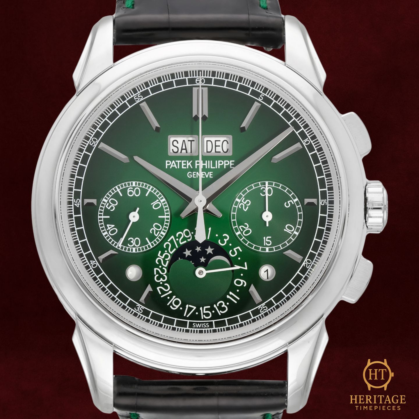 Patek Philippe Perpetual Calendar Chronograph 5270P-014 (2023) - Green dial 41 mm Platinum case (1/8)