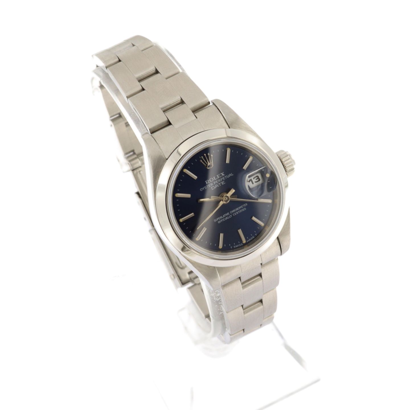 Rolex Oyster Perpetual Lady Date 69160 (1997) - Blauw wijzerplaat 26mm Staal (3/6)