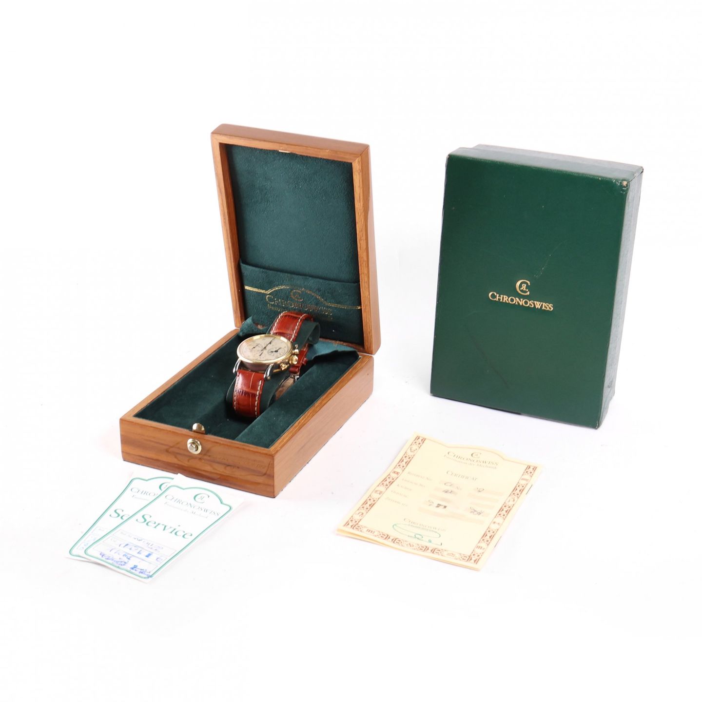 Chronoswiss Chronograph Rattrapante CH-7322 (1997) - Champagne dial 39 mm Gold/Steel case (6/6)