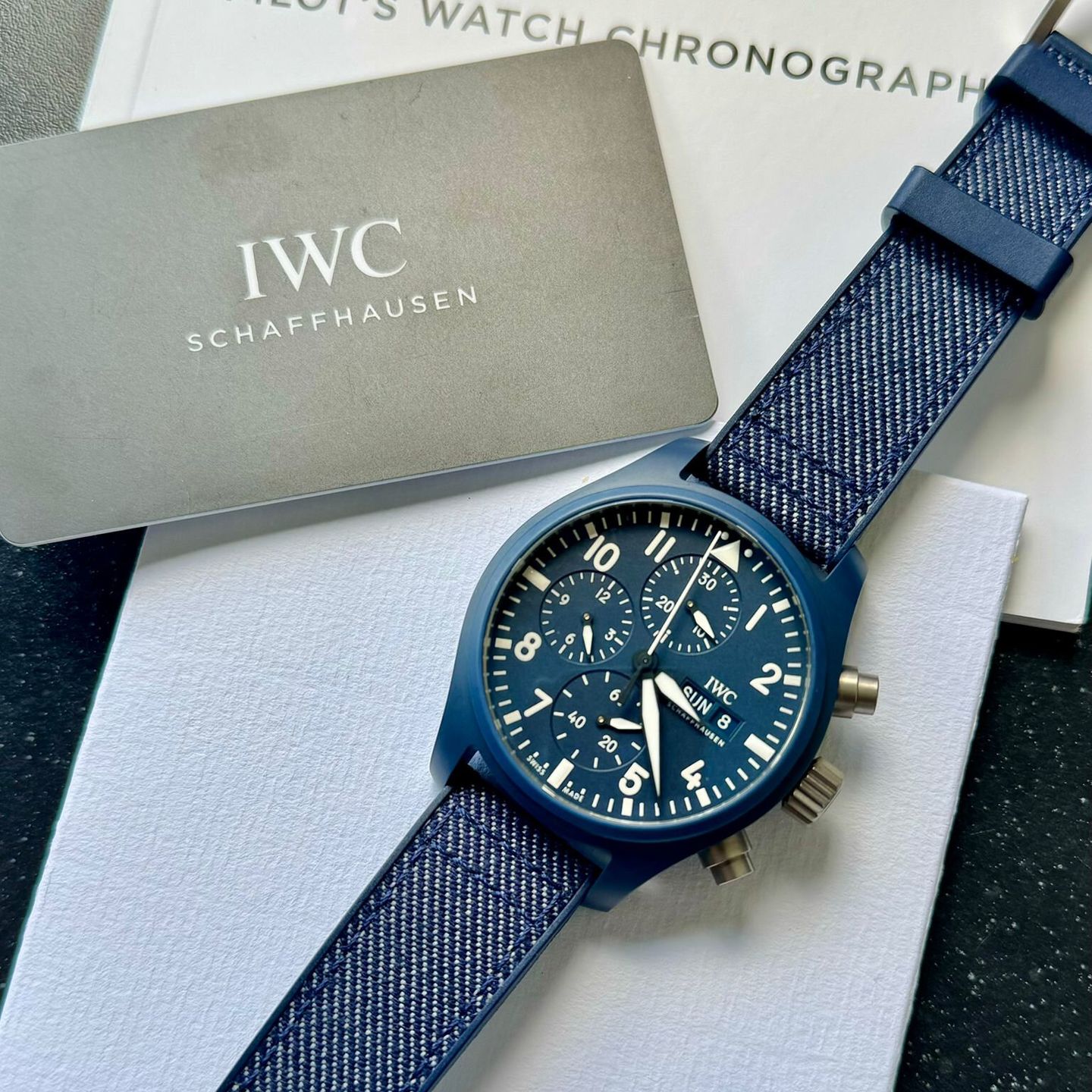 IWC Pilot Chronograph Top Gun IW389404 (2024) - Blauw wijzerplaat 42mm Keramiek (7/7)