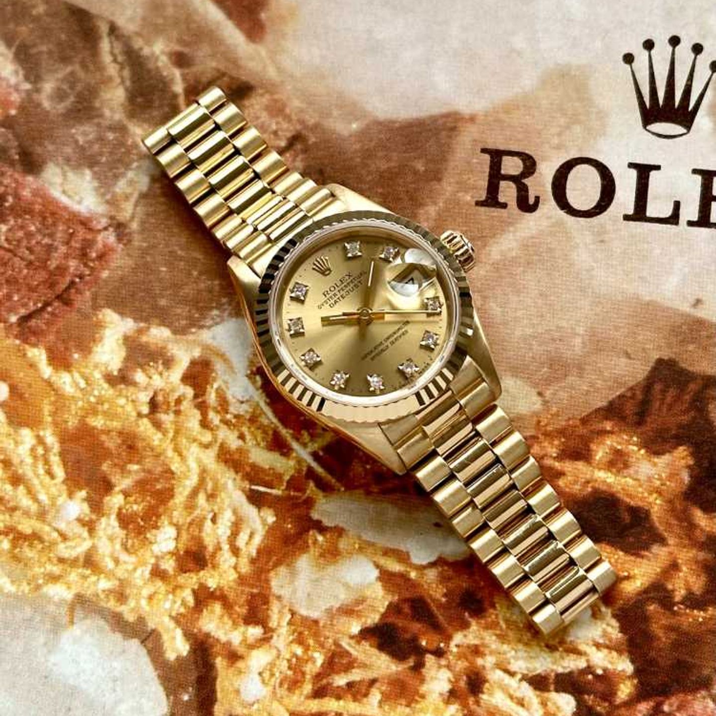 Rolex Lady-Datejust 69178 (1990) - Goud wijzerplaat 26mm Geelgoud (2/8)