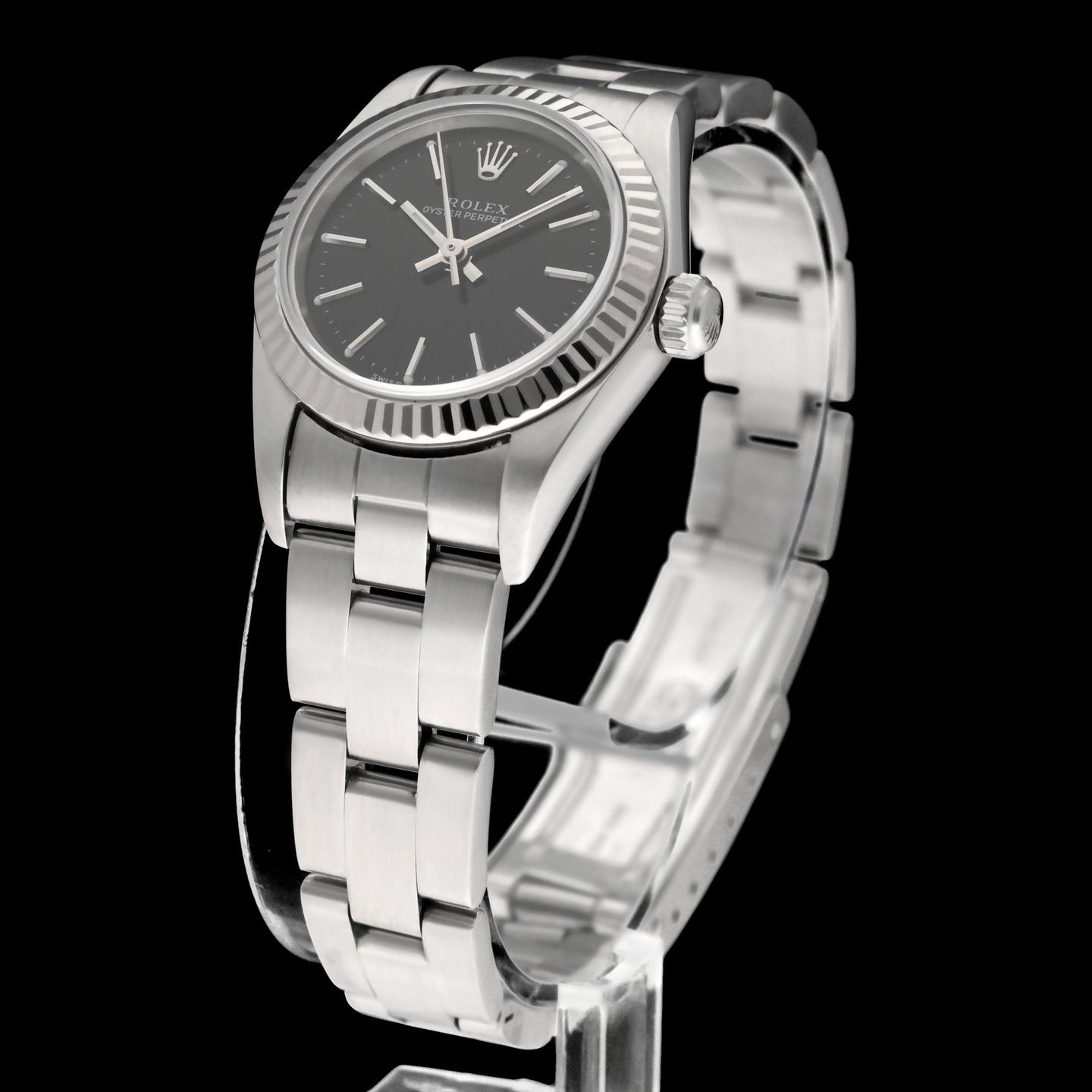 Rolex Oyster Perpetual 26 76094 (2005) - Black dial 26 mm Steel case (4/6)