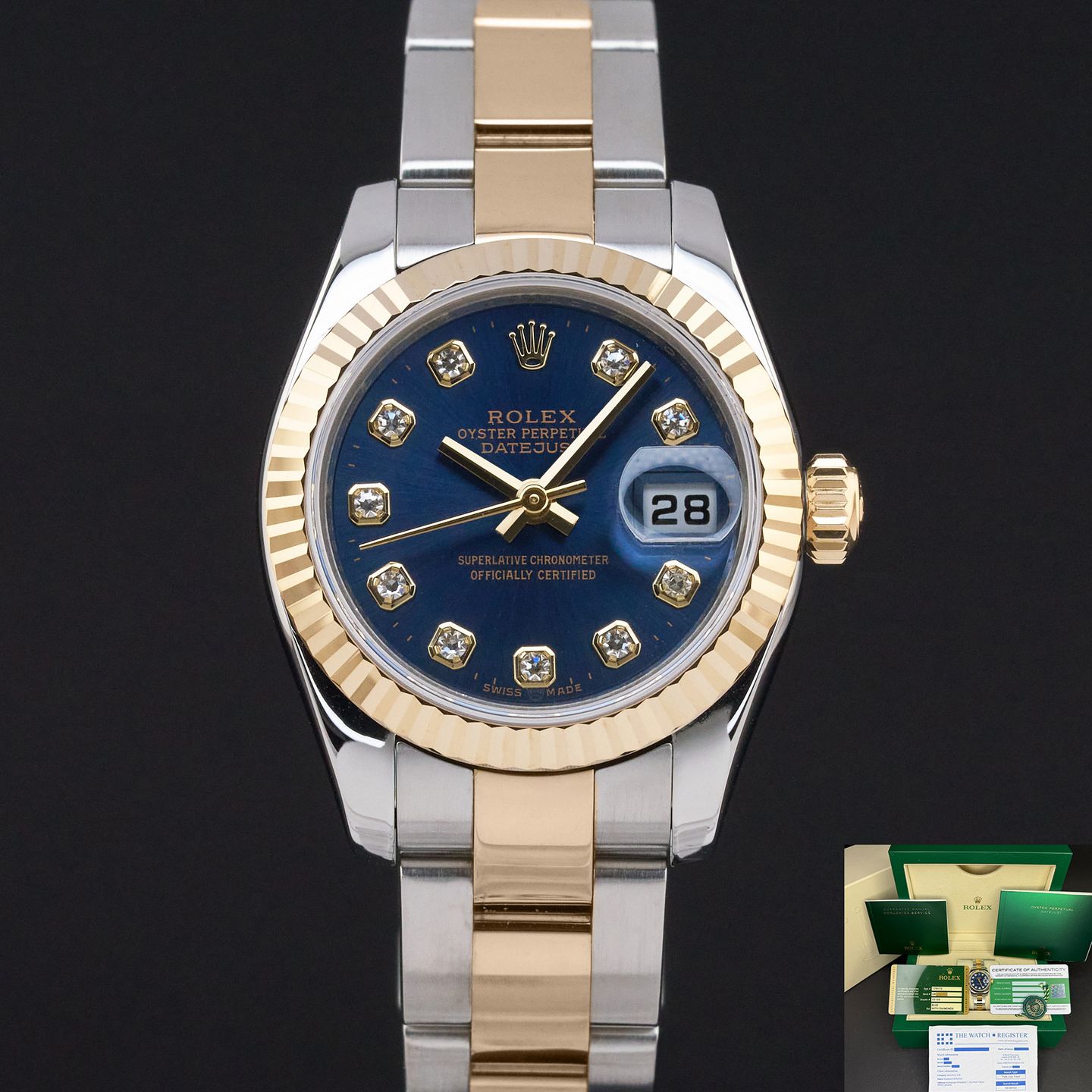 Rolex Lady-Datejust 179173 (2013) - Blauw wijzerplaat 26mm Goud/Staal (1/8)