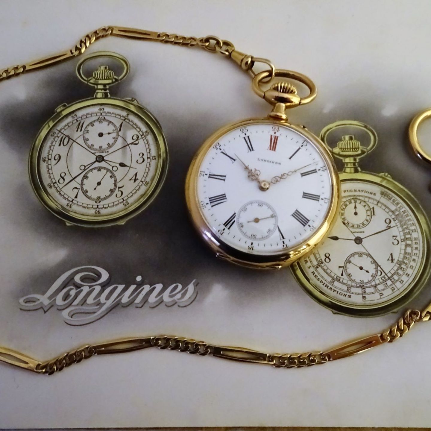Longines Pocket watch Unknown (Before 1900) - White dial 46 mm Yellow Gold case (1/8)