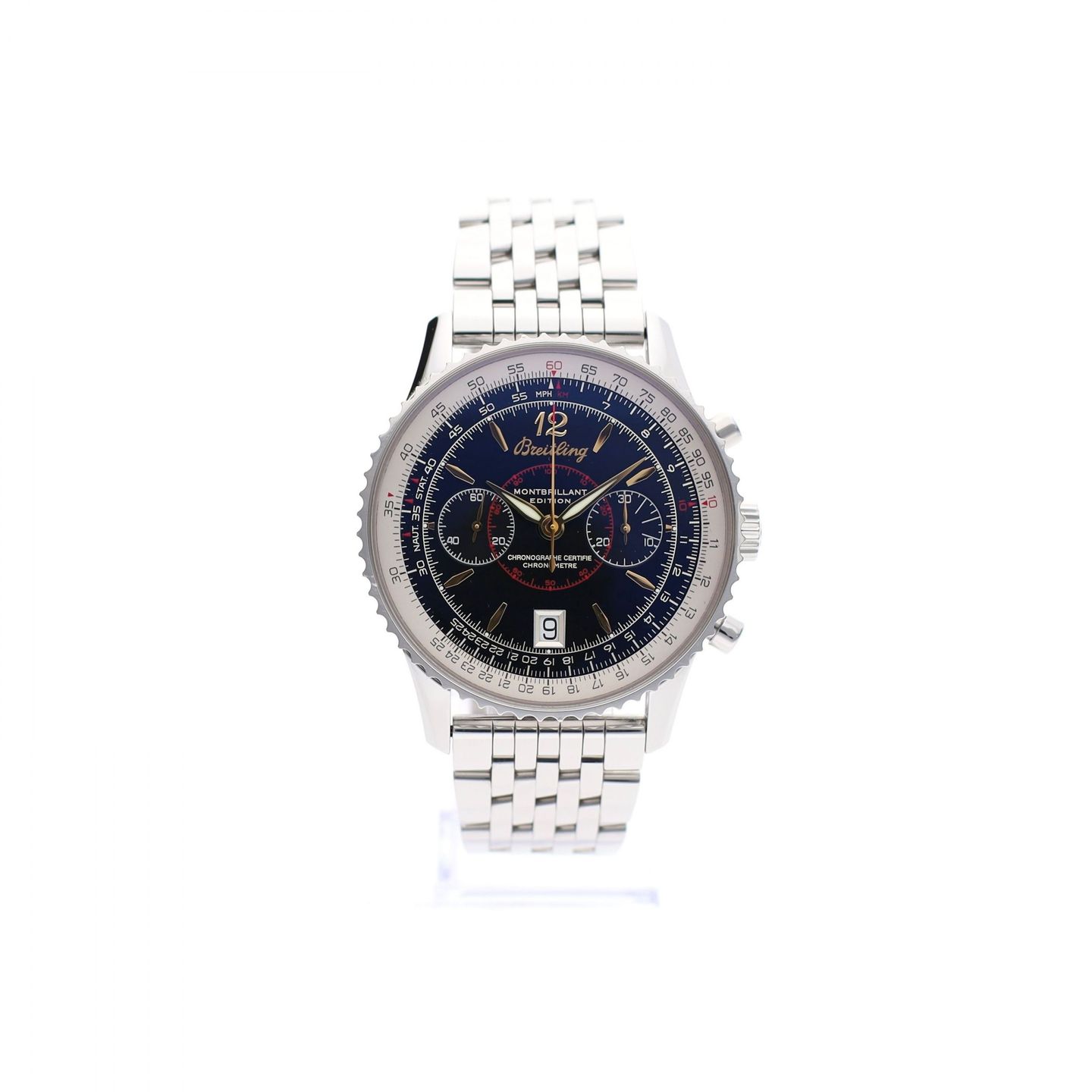 Breitling Montbrillant A48330 (2007) - Zwart wijzerplaat 43mm Staal (1/8)