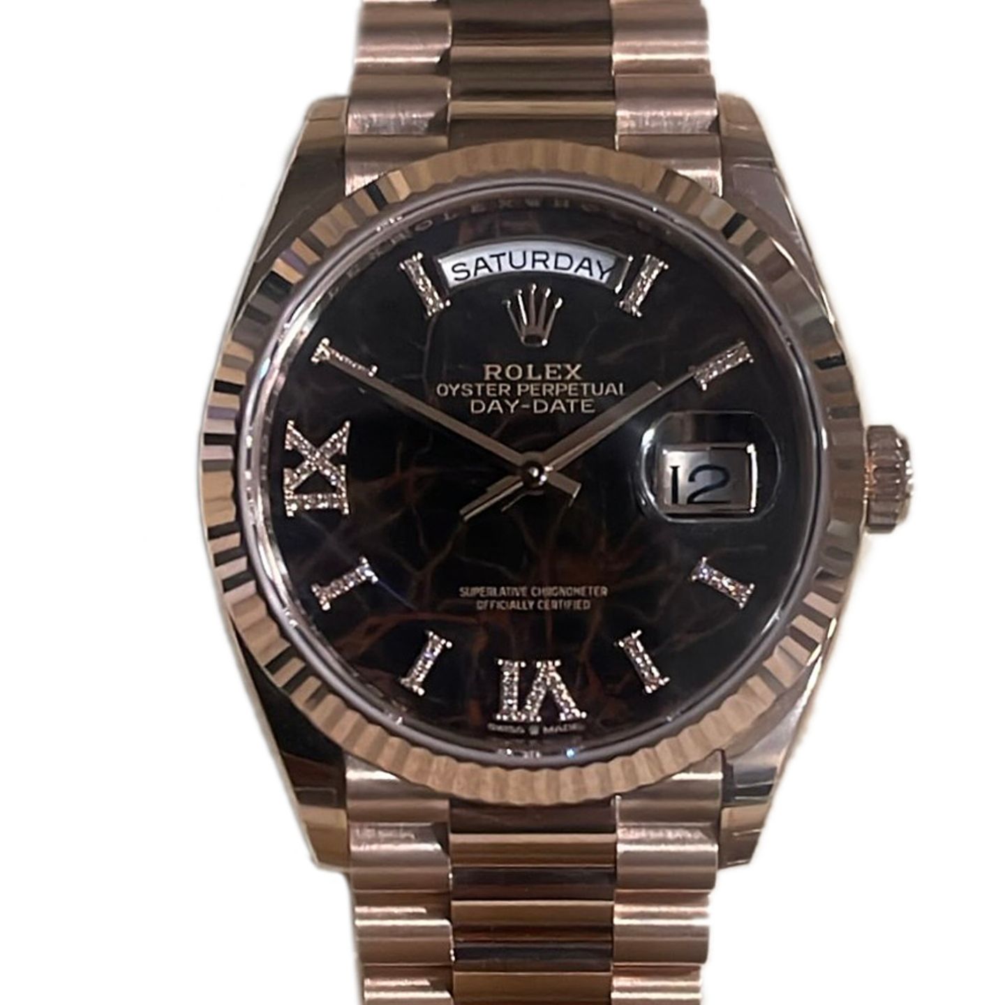 Rolex Day-Date 36 128235 (2025) - Black dial 36 mm Rose Gold case (1/1)