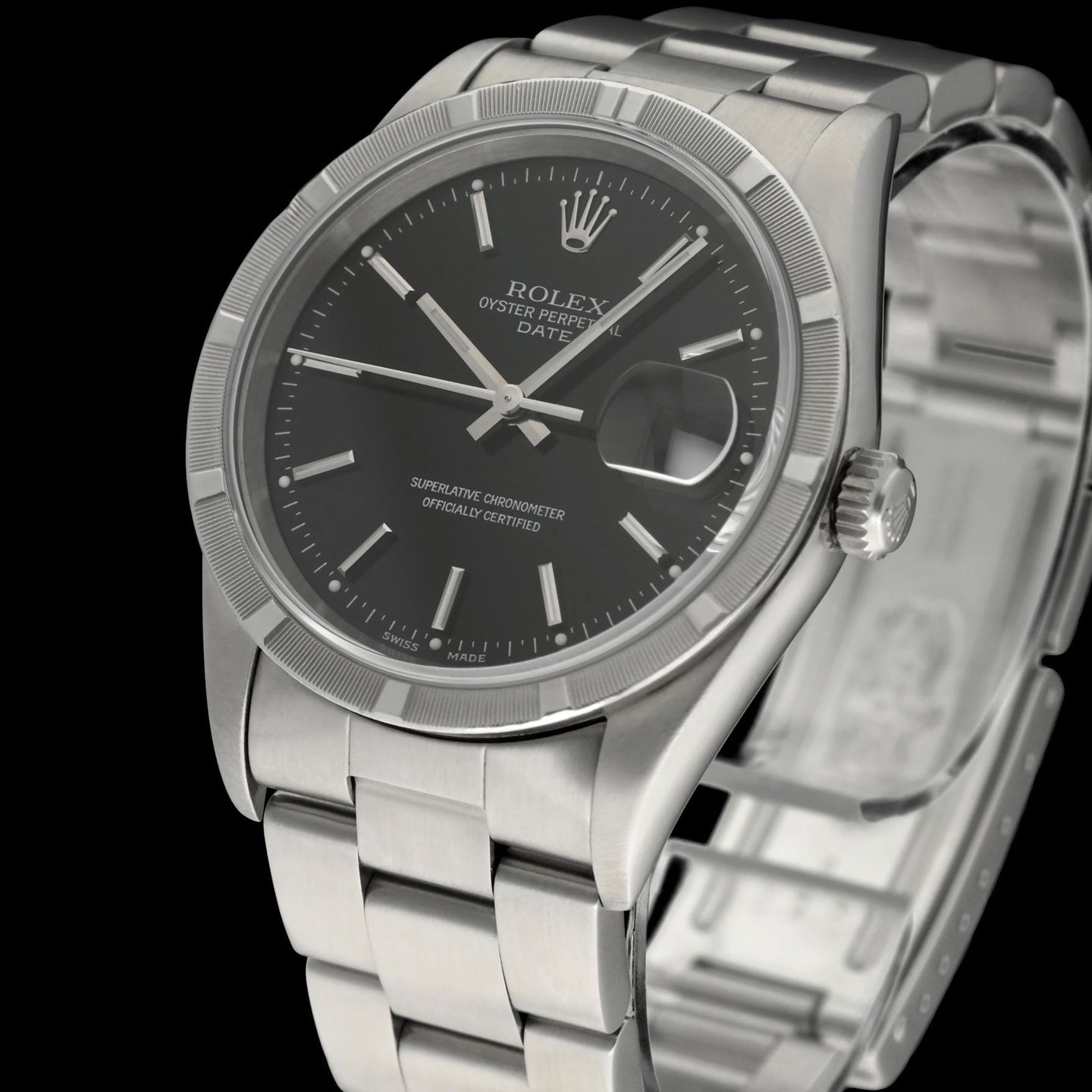 Rolex Oyster Perpetual Date 15210 (1999) - Black dial 34 mm Steel case (6/7)