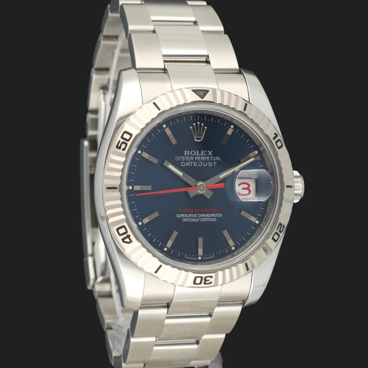 Rolex Datejust Turn-O-Graph 116264 (2009) - Blauw wijzerplaat 36mm Staal (4/8)