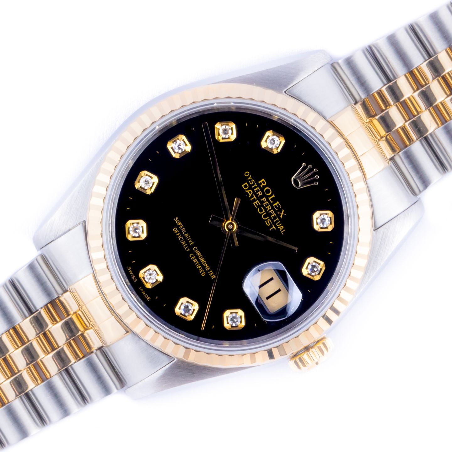 Rolex Datejust 36 16233 (1995) - Black dial 36 mm Gold/Steel case (1/8)